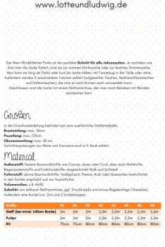 Preview: Lotte und Ludwig Papierschnittmuster Mein Wind und Wetter Parka Erwachsene